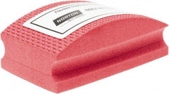 Norton - Fine Grade, 200 Grit, Diamond Hand Pad - Red, 2-1/8" Wide x 3-1/2" Long x 1-1/2" Thick, Nonwoven - Benchmark Tooling