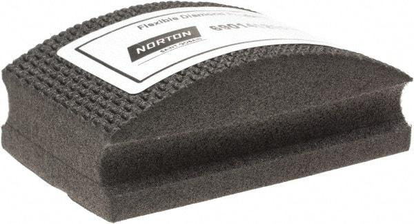 Norton - Medium Grade, 120 Grit, Diamond Hand Pad - Black, 2-1/8" Wide x 3-1/2" Long x 1-1/2" Thick, Nonwoven - Benchmark Tooling