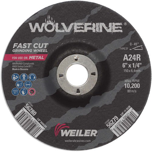 Vortec Pro 6″ × 1/4″ Type 27 Grinding Wheel, A24R, 7/8″ Arbor Hole - Benchmark Tooling