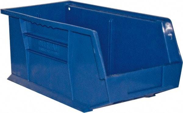 Durham - 14-5/8" Deep, Blue Plastic Hang and Stack Bins - 7" High x 8-1/4" Wide x 14-5/8" Long - Benchmark Tooling