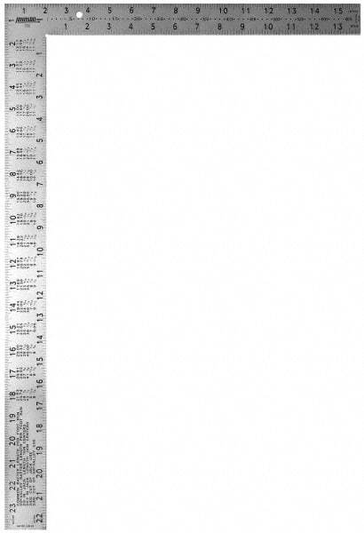 Johnson Level & Tool - 24" Blade Length x 16" Base Length, Steel Carpenters' Square - 1/8", 0.1", 0.083", 1/16" Graduation, 2" Base Width - Benchmark Tooling