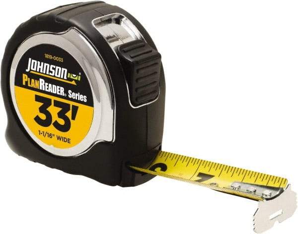 Johnson Level & Tool - 33' x 1-1/16" Tape Measure - 1/16" Graduation, Inch Graduation Style - Benchmark Tooling