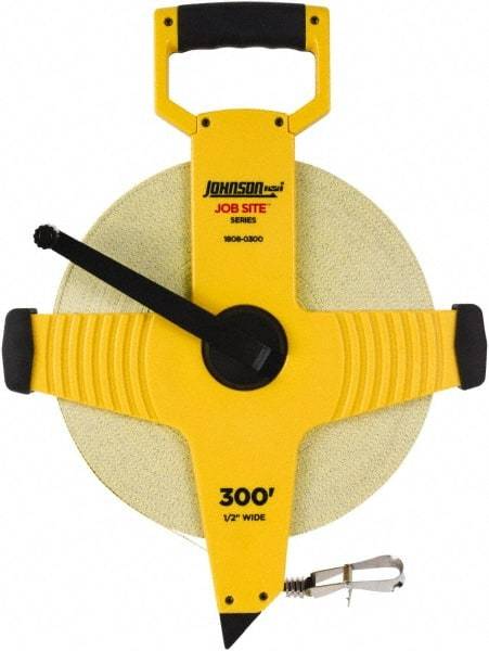 Johnson Level & Tool - 300' x 1/2" Tape Measure - 1/8" (Face) & 1/10" (Back) Graduation, Inch Graduation Style - Benchmark Tooling