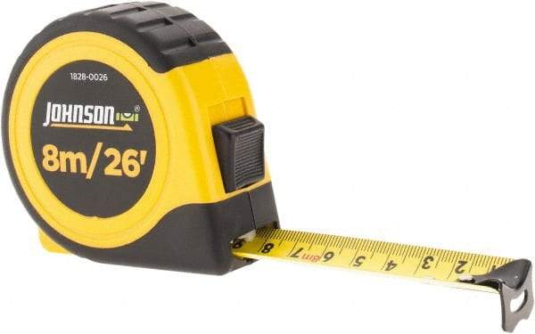 Johnson Level & Tool - 26' x 1" Tape Measure - 1/16" & 1mm Graduation, Inch/Metric Graduation Style - Benchmark Tooling