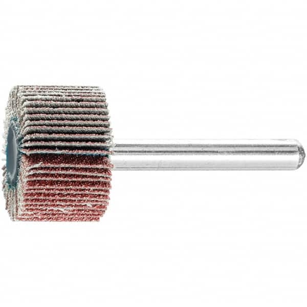PFERD - 1" Diam x 5/8" Face Width, Aluminum Oxide Coated Mounted Flap Wheel - 1/4" Shank Mount, 80 Grit, 25,000 Max RPM - Benchmark Tooling