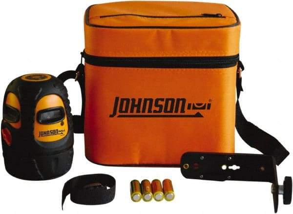 Johnson Level & Tool - 1 Beam 200' (Interior) 300' (Exterior) Max Range Self Leveling Line Laser - Red Beam, 1/8" at 50' Accuracy, 3-3/4" Long x 5-1/8" High, Battery Included - Benchmark Tooling