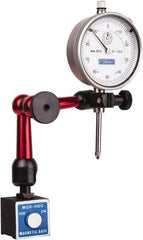 Fowler - 0.001" Graduation, 1" Max Meas, 0-100 Dial Reading, Dial Indicator & Base Kit - 1.19" Base Length x 1.19" Base Width x 1.2" Base Height, 2-1/4" Dial Diam - Benchmark Tooling