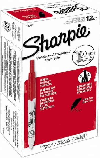 Sharpie - Red Permanent Marker - Retractable Ultra Fine Tip, Alcohol Based Ink - Benchmark Tooling