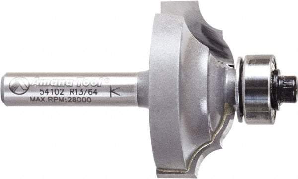 Amana Tool - 1-1/4" Cut Diam, 1/2" Length of Cut, 2 Flute Classical Edge Profile Router Bit - Carbide-Tipped, 1/4" Shank Diam, 2" OAL, Uncoated - Benchmark Tooling