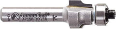 Amana Tool - 1/2" Cut Diam, 3/8" Length of Cut, 2 Flute Laminate Trim Edge Profile Router Bit - Carbide-Tipped, 1/4" Shank Diam, 1-7/8" OAL, Uncoated - Benchmark Tooling