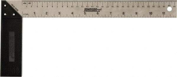 Johnson Level & Tool - 12" Blade Length x 1-1/2" Blade Width, 5-7/8" Base Length x 1-1/2" Base Width Stainless Steel Square - 0.008" Accuracy - Benchmark Tooling