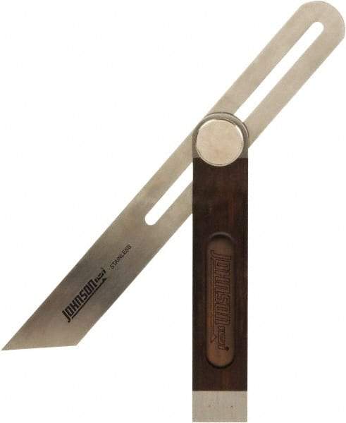 Johnson Level & Tool - 10" Blade Length x 1-1/8" Blade Width, 6-1/2" Base Length x 1-1/8" Base Width Stainless Steel Square - 0.008" Accuracy, Beveled Edge - Benchmark Tooling