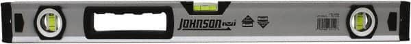 Johnson Level & Tool - 24" Long 3 Vial Box Beam Level - Aluminum, Yellow, 2 Plumb & 1 Level Vials - Benchmark Tooling