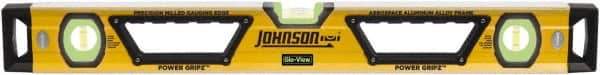 Johnson Level & Tool - 96" Long 3 Vial Box Beam Level - Aluminum, Yellow, 2 Plumb & 1 Level Vials - Benchmark Tooling