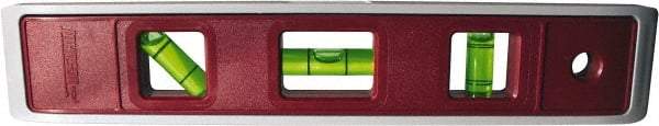 Johnson Level & Tool - 9" Long 3 Vial Torpedo Level - ABS Plastic, Orange, 1 Plumb, 1 Level & 1 45° Vials - Benchmark Tooling