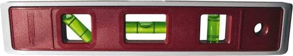 Johnson Level & Tool - Magnetic 9" Long 3 Vial Torpedo Level - ABS Plastic, Red, 1 Plumb, 1 Level & 1 45° Vials - Benchmark Tooling