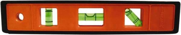 Johnson Level & Tool - 9" Long 3 Vial Torpedo Level - ABS Plastic, Orange, 1 Plumb, 1 Level & 1 45° Vials - Benchmark Tooling