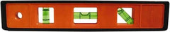 Johnson Level & Tool - 9" Long 3 Vial Torpedo Level - ABS Plastic, Orange, 1 Plumb, 1 Level & 1 45° Vials - Benchmark Tooling