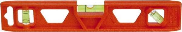 Johnson Level & Tool - 9" Long 3 Vial Torpedo Level - ABS Plastic, Orange, 1 Plumb, 1 Level & 1 45° Vials - Benchmark Tooling