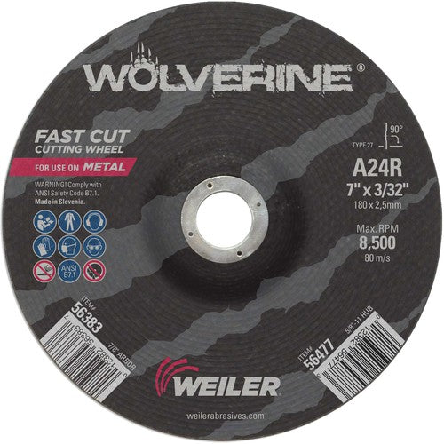 Vortec Pro 7″ × 3/32″ Type 27 Cutting Wheel, A24R, 7/8″ Arbor Hole - Benchmark Tooling