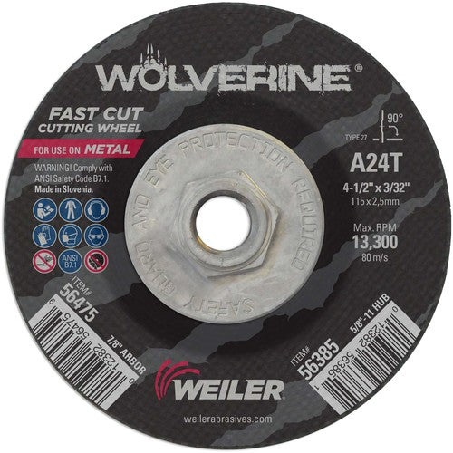 Vortec Pro 4-1/2″ × 3/32″ Type 27 Cutting Wheel, A24T, 5/8″-11 UNC Nut - Benchmark Tooling