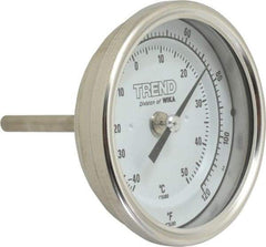 Wika - 2-1/2 Inch Long Stem, 3 Inch Dial Diameter, Stainless Steel, Back Connected Bi-Metal Thermometer - -40 to 50°C, 1% Accuracy - Benchmark Tooling