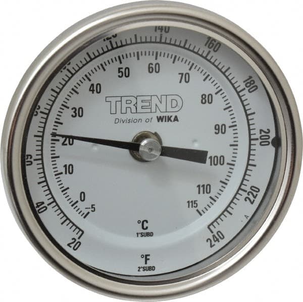 Wika - 2-1/2 Inch Long Stem, 3 Inch Dial Diameter, Stainless Steel, Back Connected Bi-Metal Thermometer - -5 to 115°C, 1% Accuracy - Benchmark Tooling