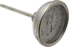 Wika - 4 Inch Long Stem, 3 Inch Dial Diameter, Stainless Steel, Back Connected Bi-Metal Thermometer - -20 to 60°C, 1% Accuracy - Benchmark Tooling