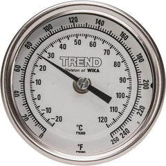 Wika - 6 Inch Long Stem, 3 Inch Dial Diameter, Stainless Steel, Back Connected Bi-Metal Thermometer - -20 to 120°C, 1% Accuracy - Benchmark Tooling