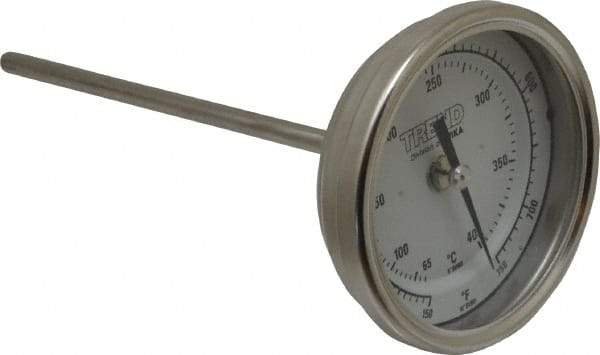 Wika - 6 Inch Long Stem, 3 Inch Dial Diameter, Stainless Steel, Back Connected Bi-Metal Thermometer - 65 to 400°C, 1% Accuracy - Benchmark Tooling