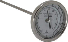 Wika - 9 Inch Long Stem, 3 Inch Dial Diameter, Stainless Steel, Back Connected Bi-Metal Thermometer - -5 to 50°C, 1% Accuracy - Benchmark Tooling