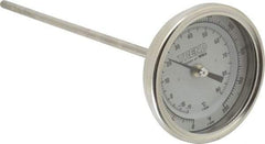 Wika - 9 Inch Long Stem, 3 Inch Dial Diameter, Stainless Steel, Back Connected Bi-Metal Thermometer - -15 to 90°C, 1% Accuracy - Benchmark Tooling