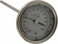 Wika - 9 Inch Long Stem, 3 Inch Dial Diameter, Stainless Steel, Back Connected Bi-Metal Thermometer - -20 to 120°C, 1% Accuracy - Benchmark Tooling