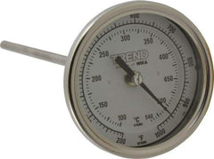 Wika - 9 Inch Long Stem, 3 Inch Dial Diameter, Stainless Steel, Back Connected Bi-Metal Thermometer - 100 to 540°C, 1% Accuracy - Benchmark Tooling