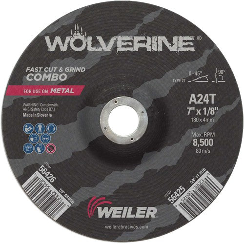 Vortec Pro 7″ × 1/8″ Type 27 Cutting Wheel, A24T, 7/8″ Arbor Hole - Benchmark Tooling