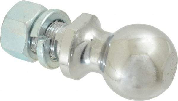 Reese - 2" Diam, 2" Shank Length, Hitch Ball - 1" Shank Diam, 6,000 Lb Capacity, Chrome Finish - Benchmark Tooling