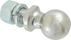 Reese - 2" Diam, 2" Shank Length, Hitch Ball - 1" Shank Diam, 6,000 Lb Capacity, Chrome Finish - Benchmark Tooling