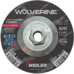 Vortec Pro 5″ × 1/8″ Type 27 Cutting Wheel, A24T, 5/8″-11 UNC Nut - Benchmark Tooling