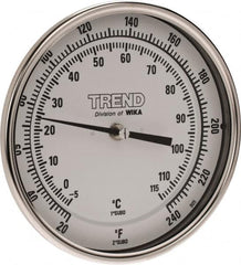 Wika - 2-1/2 Inch Long Stem, 5 Inch Dial Diameter, Stainless Steel, Back Connected Bi-Metal Thermometer - -5 to 115°C, 1% Accuracy - Benchmark Tooling