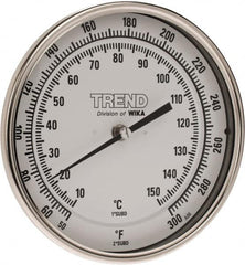 Wika - 2-1/2 Inch Long Stem, 5 Inch Dial Diameter, Stainless Steel, Back Connected Bi-Metal Thermometer - 10 to 150°C, 1% Accuracy - Benchmark Tooling