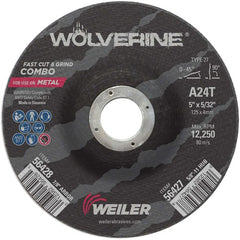 Vortec Pro 5″ × 1/8″ Type 27 Cutting Wheel, A24T, 7/8″ Arbor Hole - Benchmark Tooling