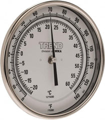 Wika - 6 Inch Long Stem, 5 Inch Dial Diameter, Stainless Steel, Back Connected Bi-Metal Thermometer - -20 to 60°C, 1% Accuracy - Benchmark Tooling