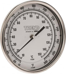 Wika - 6 Inch Long Stem, 5 Inch Dial Diameter, Stainless Steel, Back Connected Bi-Metal Thermometer - 10 to 150°C, 1% Accuracy - Benchmark Tooling