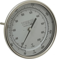 Wika - 6 Inch Long Stem, 5 Inch Dial Diameter, Stainless Steel, Back Connected Bi-Metal Thermometer - 10 to 200°C, 1% Accuracy - Benchmark Tooling