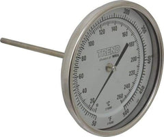 Wika - 6 Inch Long Stem, 5 Inch Dial Diameter, Stainless Steel, Back Connected Bi-Metal Thermometer - 10 to 260°C, 1% Accuracy - Benchmark Tooling