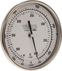 Wika - 9 Inch Long Stem, 5 Inch Dial Diameter, Stainless Steel, Back Connected Bi-Metal Thermometer - 65 to 400°C, 1% Accuracy - Benchmark Tooling