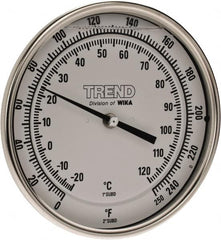 Wika - 2-1/2 Inch Long Stem, 5 Inch Dial Diameter, Stainless Steel, Back Connected Bi-Metal Thermometer - -20 to 120°C, 1% Accuracy - Benchmark Tooling