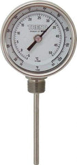 Wika - 4 Inch Long Stem, 3 Inch Dial Diameter, Stainless Steel, Bottom Connected Bi-Metal Thermometer - -5 to 50°C, 1% Accuracy - Benchmark Tooling