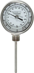 Wika - 4 Inch Long Stem, 3 Inch Dial Diameter, Stainless Steel, Bottom Connected Bi-Metal Thermometer - -20 to 120°C, 1% Accuracy - Benchmark Tooling