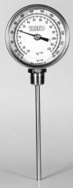 Wika - 9 Inch Long Stem, 5 Inch Dial Diameter, Stainless Steel, Bottom Connected Bi-Metal Thermometer - -15 to 90°C, 1% Accuracy - Benchmark Tooling